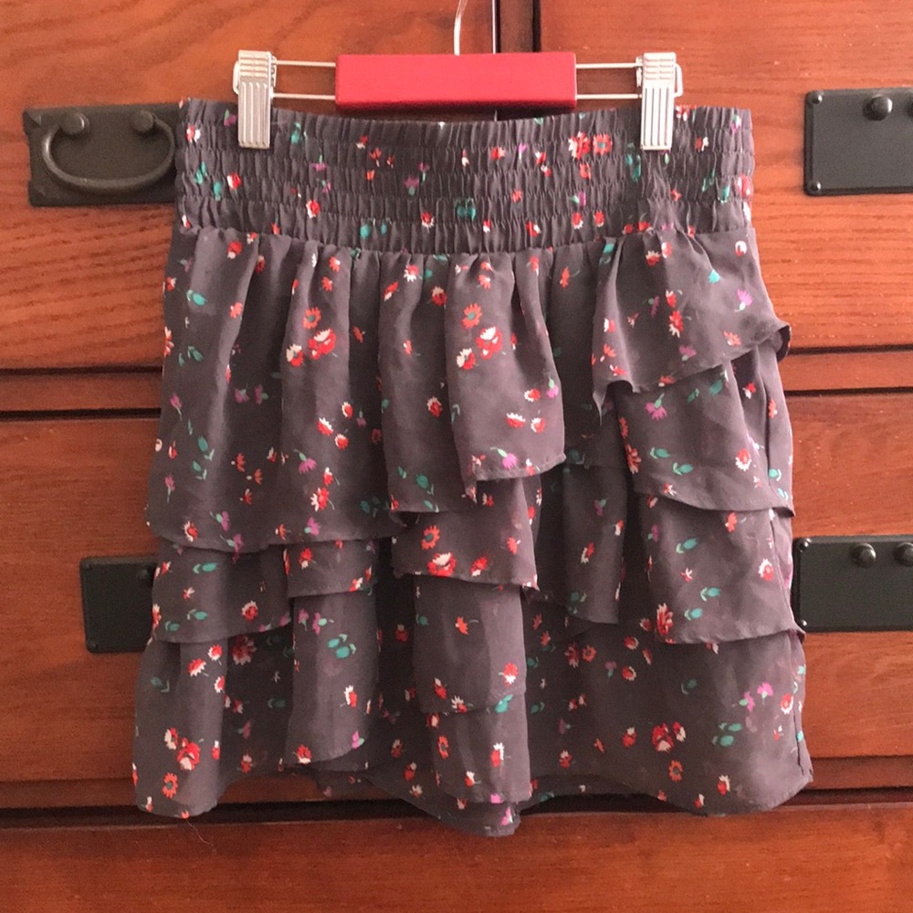 American Eagle Outfitters Sheer Lined Floral Ruffle Mini Skirt, Size XS